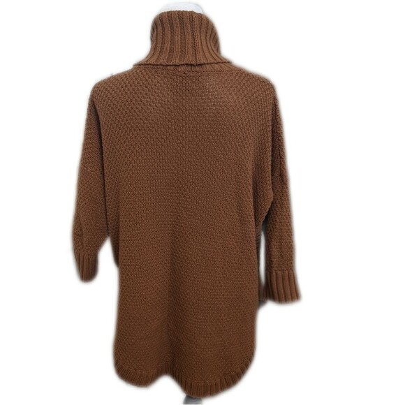 Express cable knit turtleneck sweater, rust, cotton/acrylic blend, Small - Picture 3 of 8